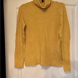 J. Crew Yellow and White Striped Turtleneck Sweater